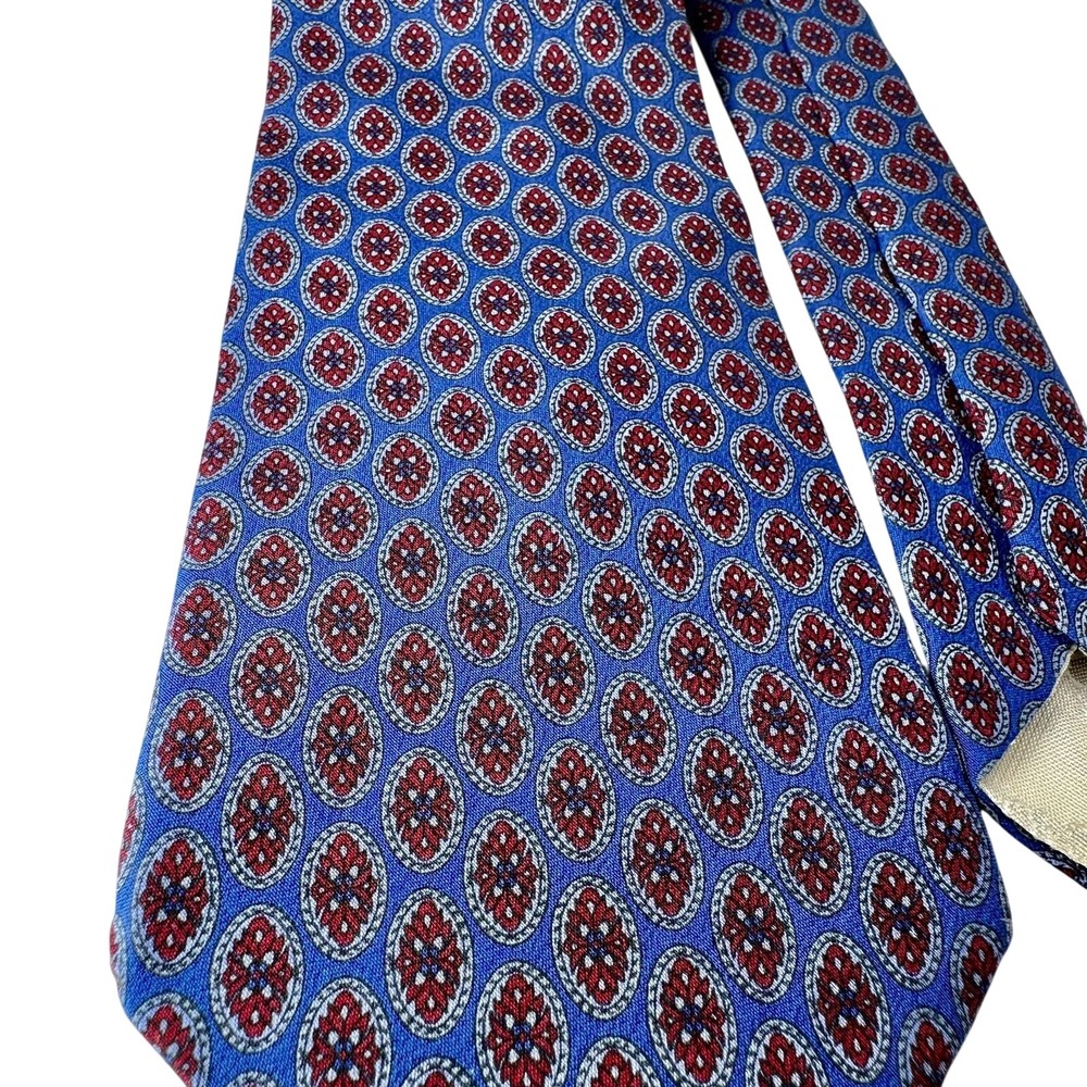 Christian Dior Le Connaisseur Blue Red Silk Geometric Medallion Tie‎ Italian